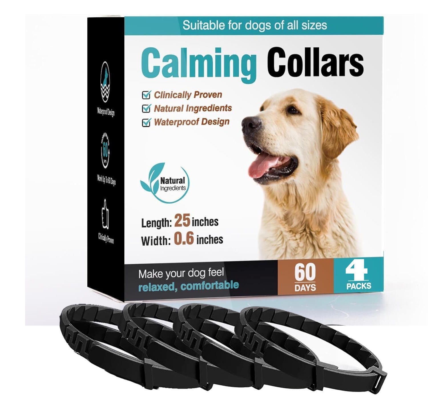 Anxiety/Calming Pheromones Dog ECollar- 4 Pk 60 Days Waterproof