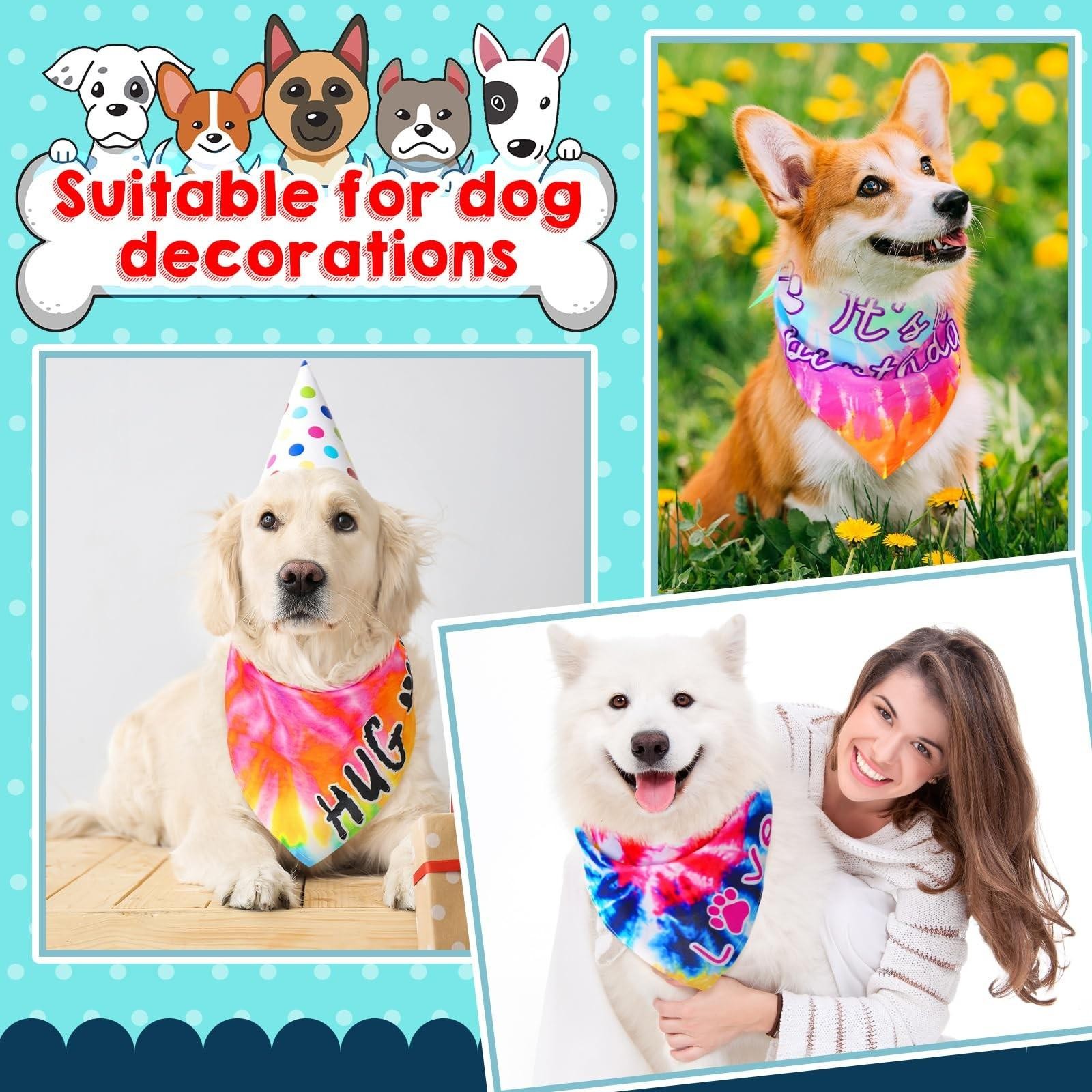 50 Pcs Dog Bandanas Bulk Pet Bibs Colorful Triangle Scarf Pet Bandanas for Me…