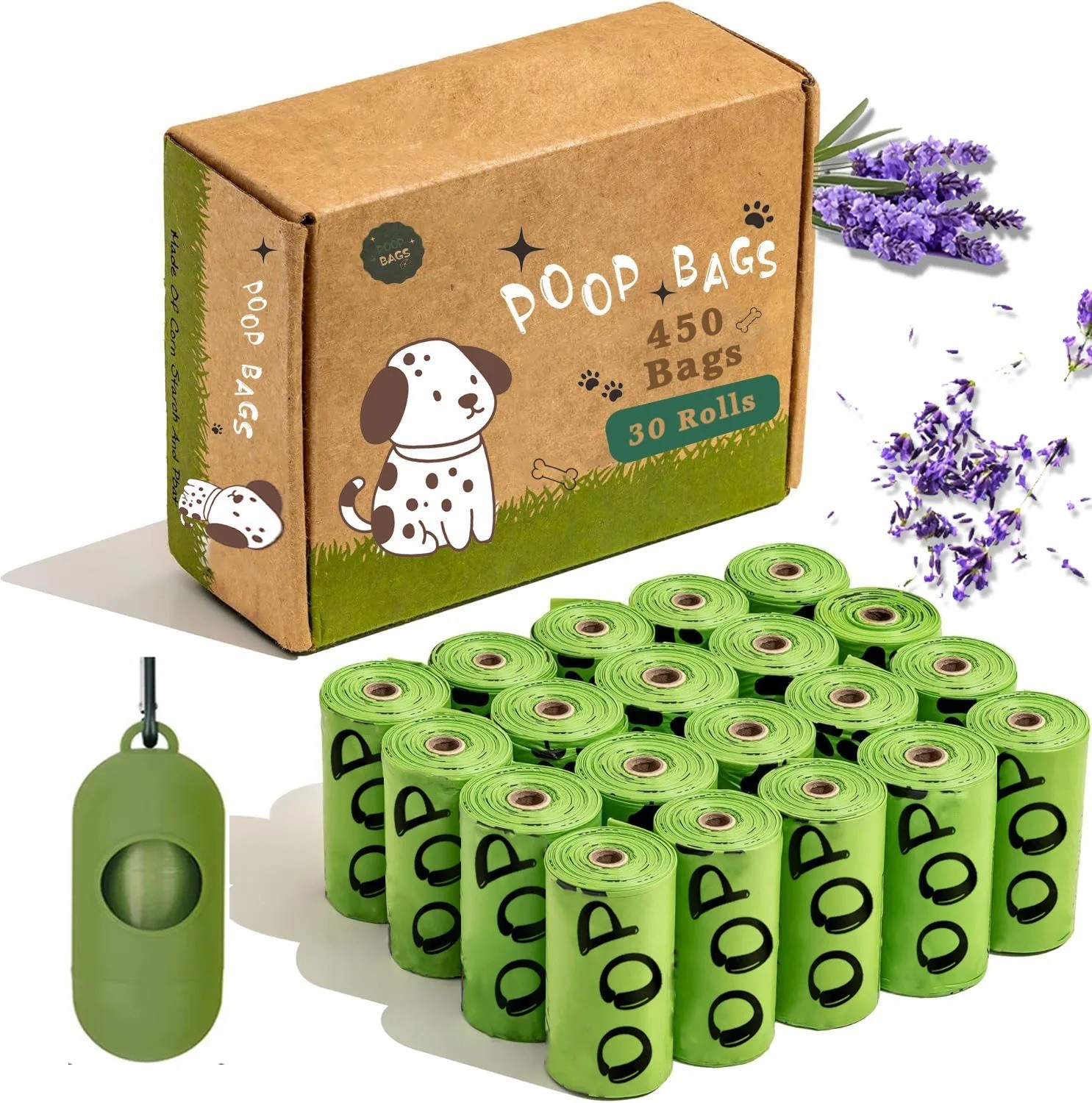 Pets N Bags Dog Poop Bags, Dog Waste Bags, Biodegradable Unscented Refill Rolls