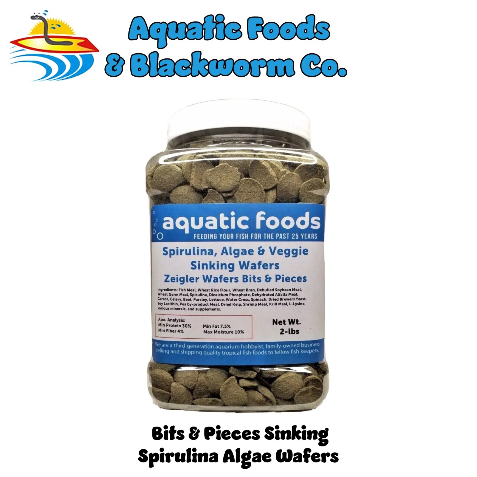 BITS & PIECES of Spirulina, Algae & Veggie Sinking Wafers. JAR