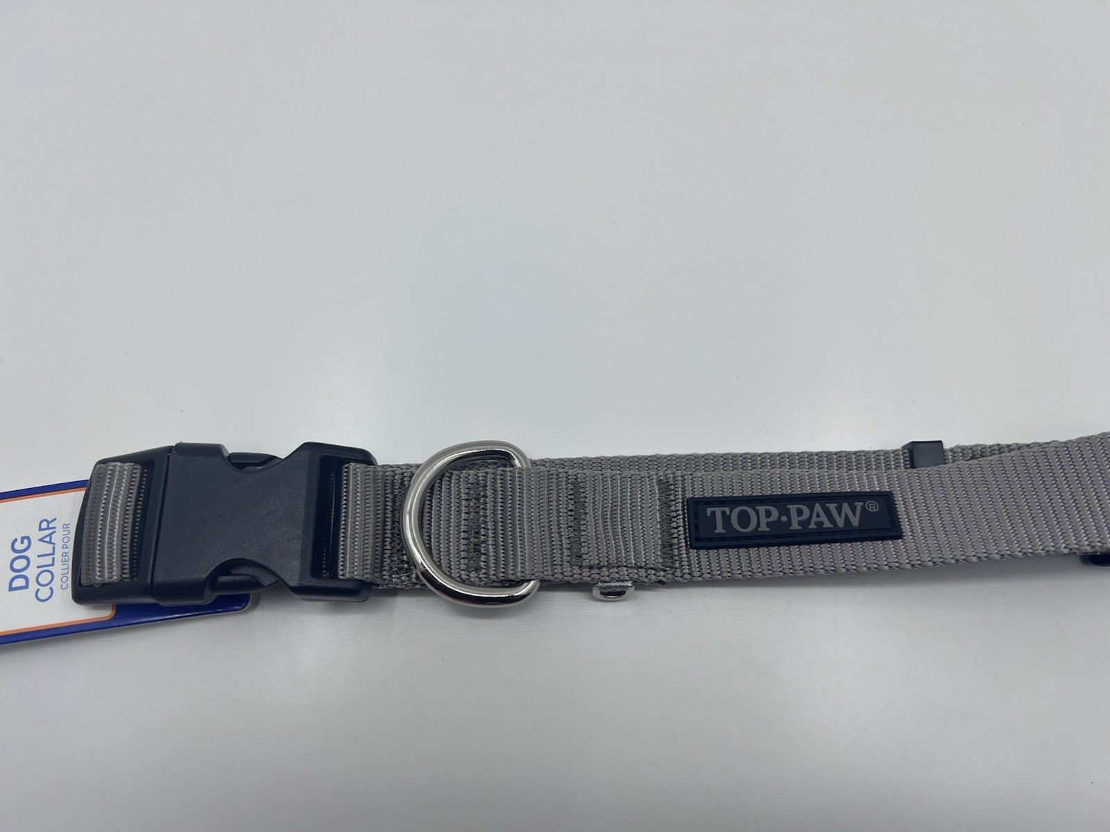 *New Top Paw Gray Adjustable Nylon Standard Dog Collar L Unisex