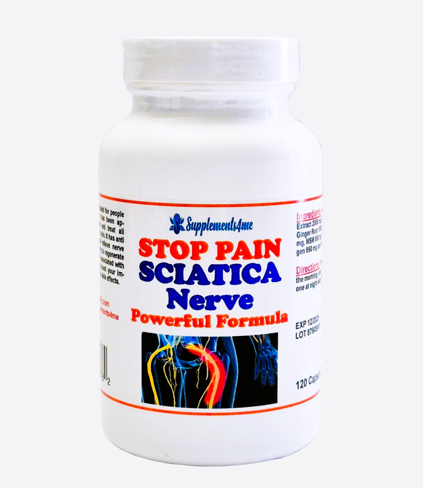 POWERFUL HERBS FOR SCIATICA PAIN IN MEN & WOMEN – 120 CAPS – MADE IN USA