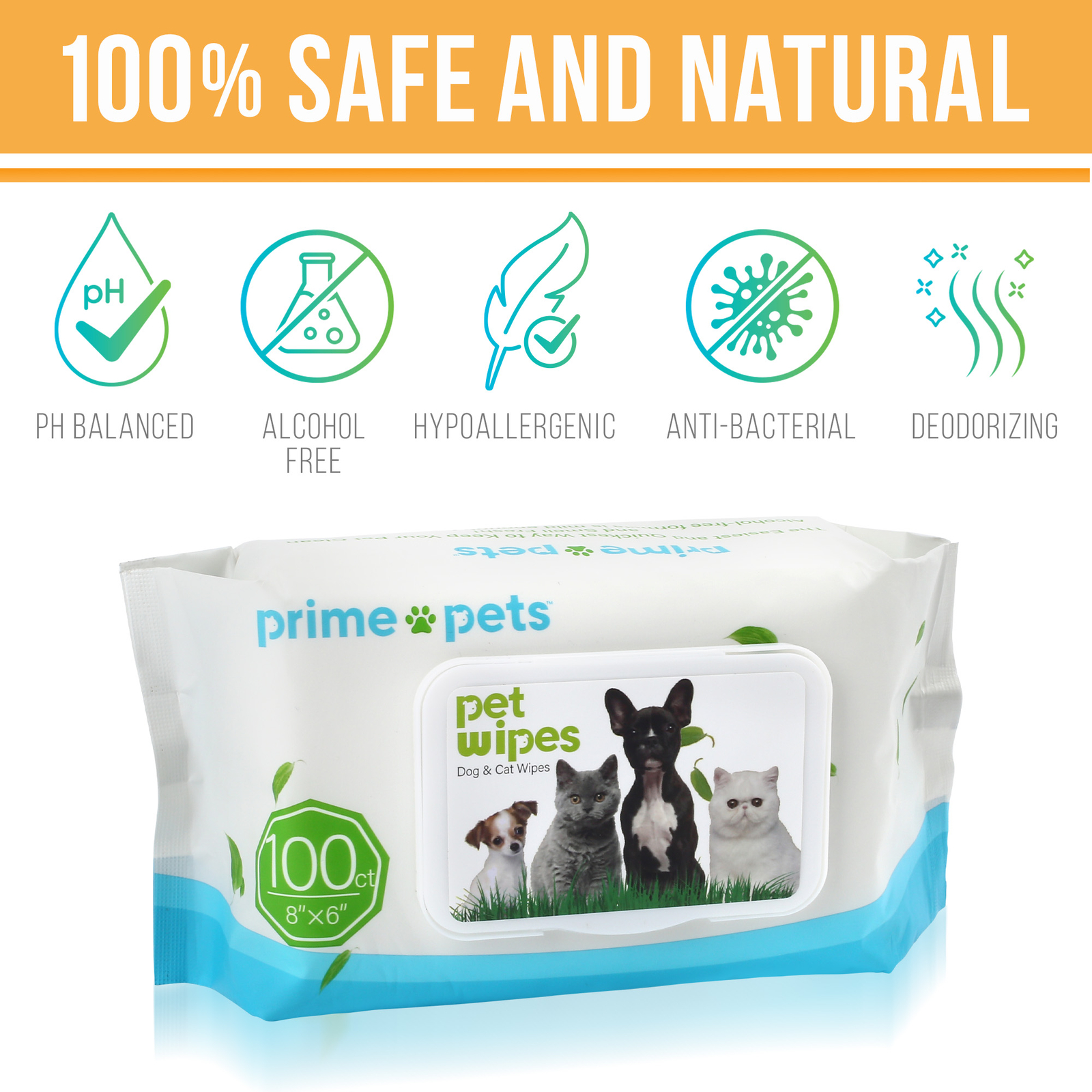 Pet Dog Wipes Cat Bathing Grooming Cleaning Deodorizing Puppy Wipe 100Count/pack