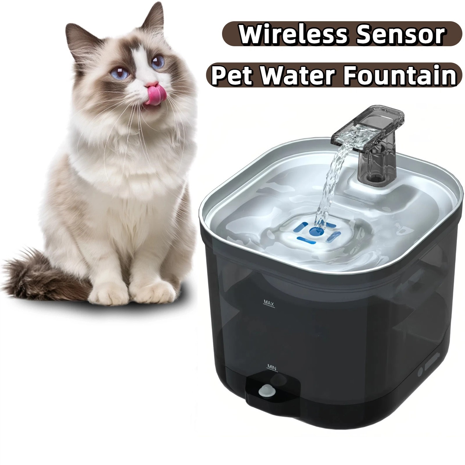 Cat Water Fountain: Stainless Steel Cat Fountain for Drinking – Cordless