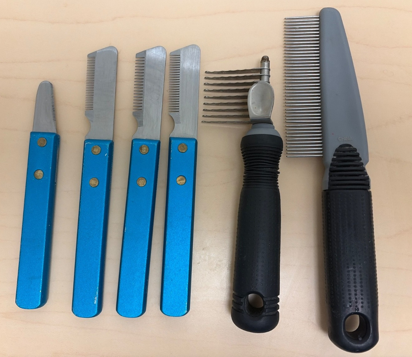 SET of 6- Master Grooming Stainless Steel Stripping Knifes For Dogs Coarse GREAT