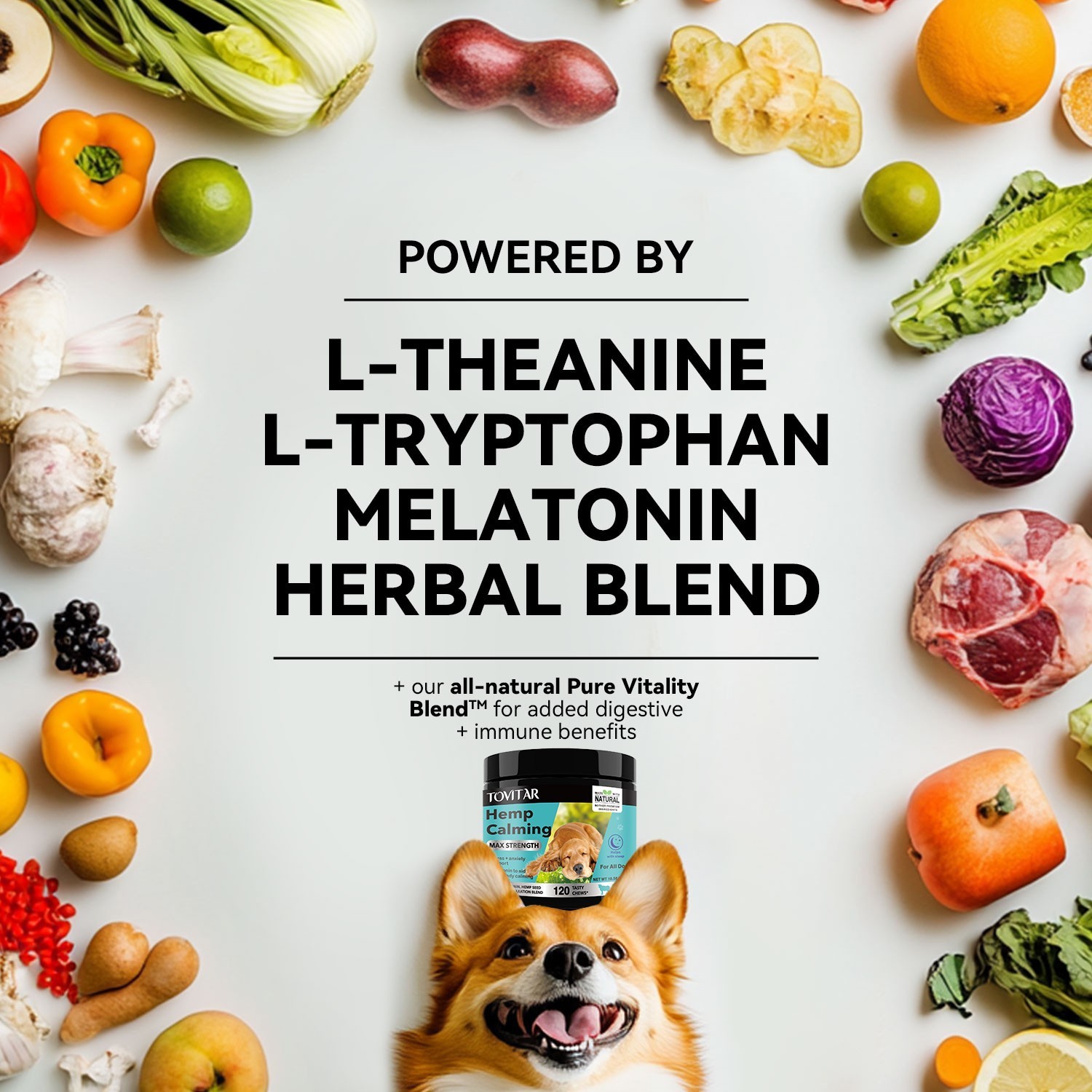 Hemp Calming Max Strength Beef Flavor for Dogs-Dog Stress and Anxiety -120 Count