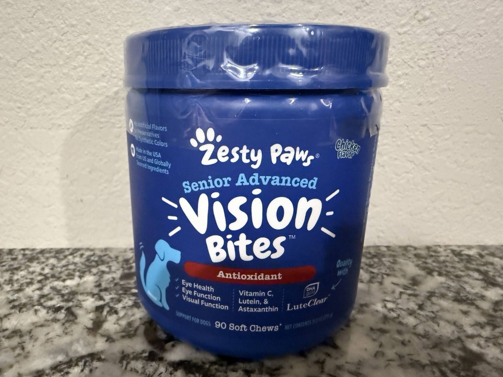 Zesty Paws Senior Vision Bites 90 Count Daily Eye Care Soft Chews for Dogs