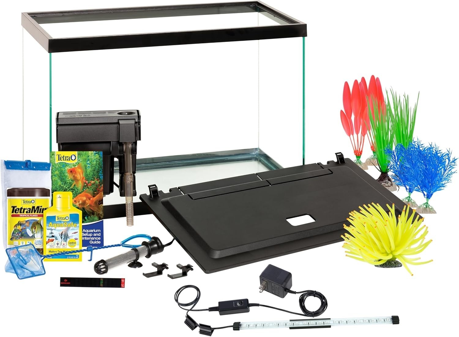 Colorfusion Aquarium 20 Gallon Fish Tank Kit Includes LED Lighting and Decor