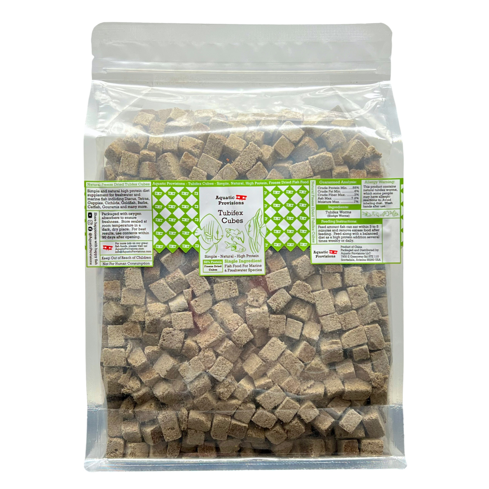 Tubifex Cubes, Bulk 12 oz – 3 lb – Freeze Dried Fish Food Freshwater Marine Fish