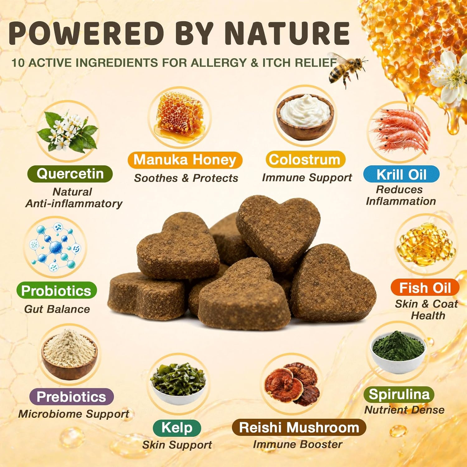Manuka Honey for Dogs – Allergy & Itch Relief Chews – Skin Comfort & Coat Health