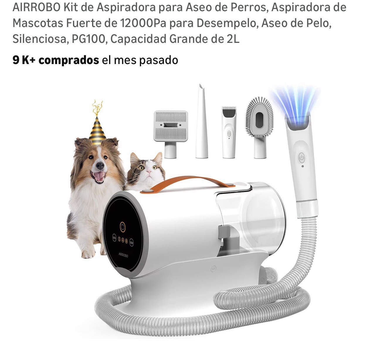 AIRROBO PG100 Pet Grooming Vacuum Kit 12000Pa 2L Silent Deshedding Hair Cleaning