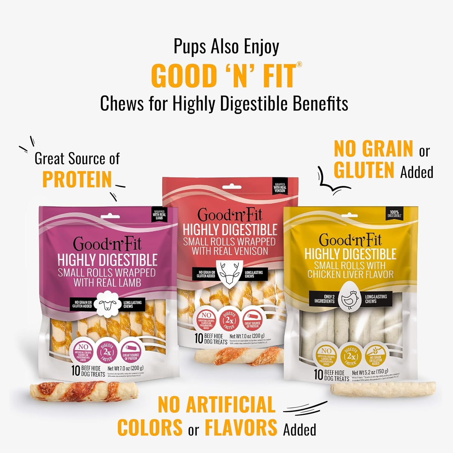 Good ‘n’ Fun Triple Flavor Kabobs Chews for All Dogs-24 Ounces