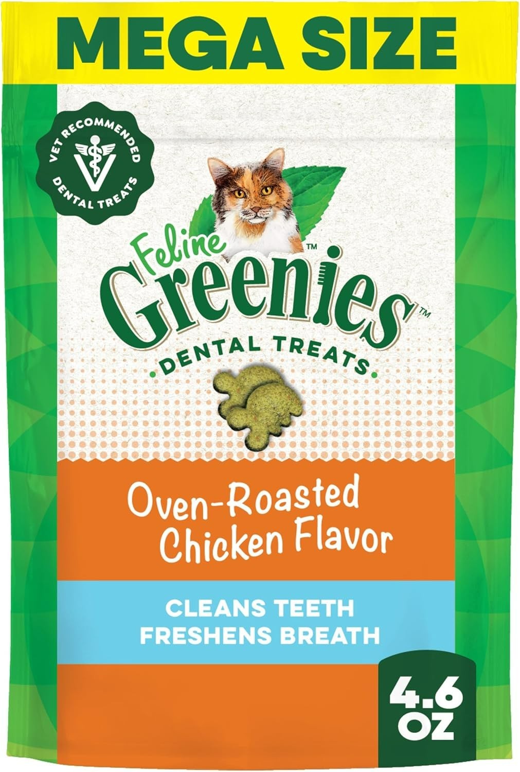 Feline Veterinarian-Recommended Adult Natural Dental Cat Treats, Oven Roasted…