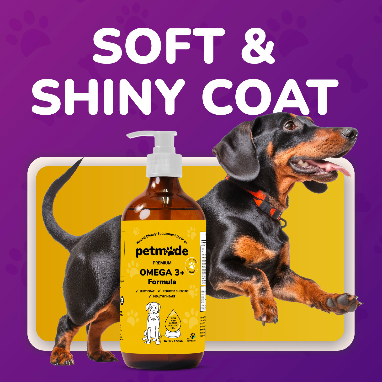 Omega 3 Fish Oil for Dogs, Dogs Liquid Skin and Coat Supplement for Heart