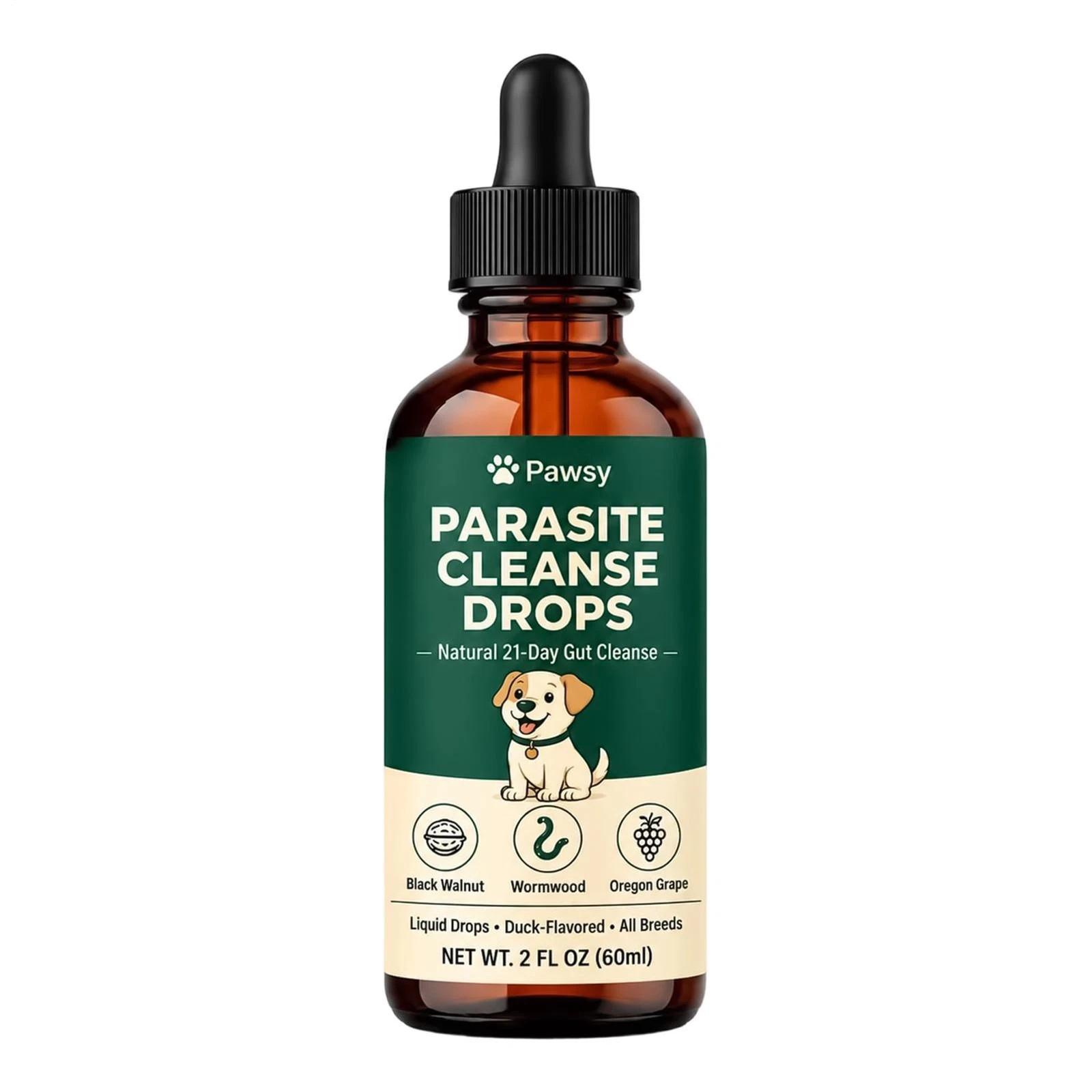 Pawsy Parasite Cleanse Drops For Dogs, Six Natural Herbal Actives 60ml