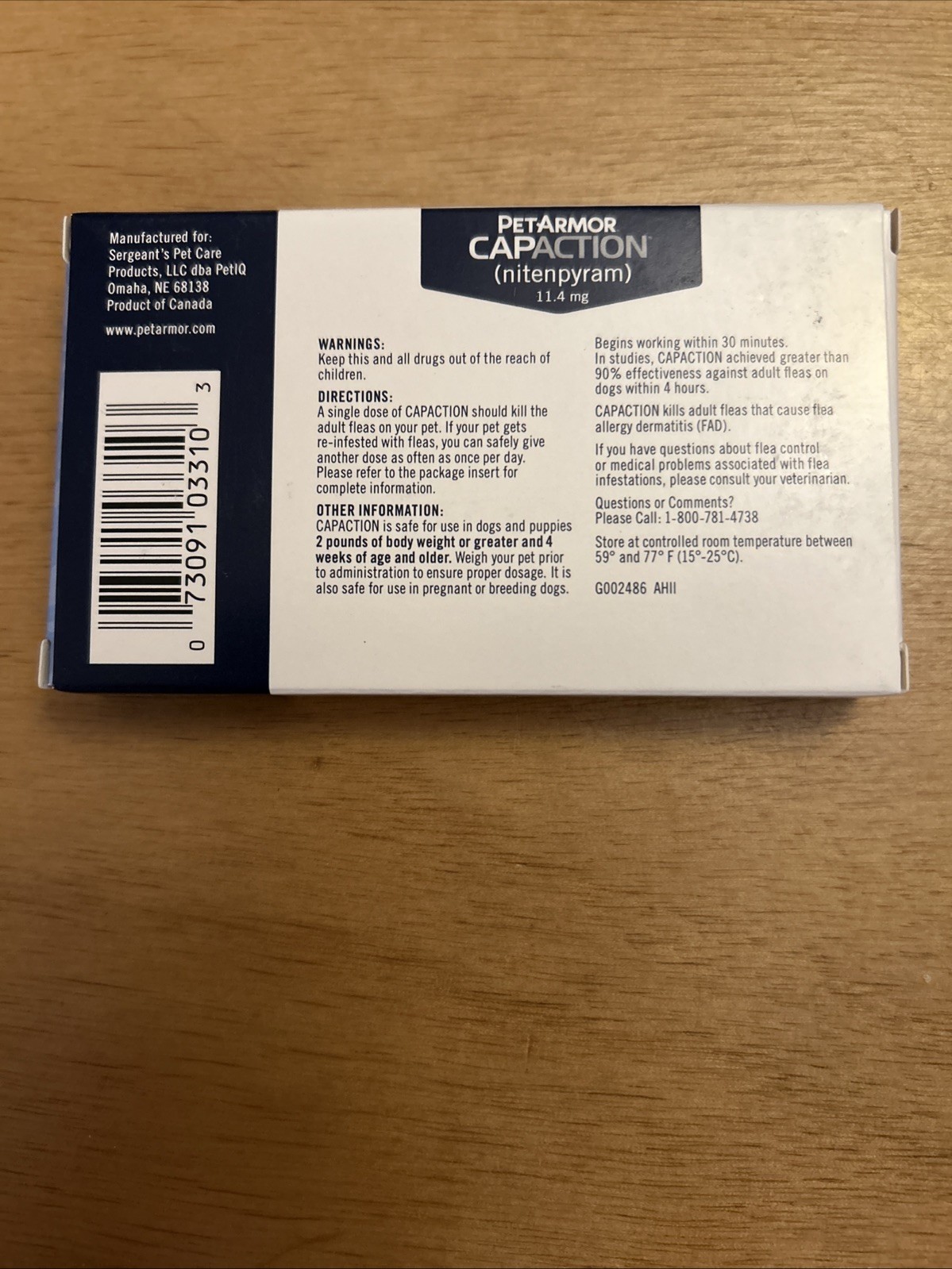 New 6 Count Tablets PetArmor Capaction Oral Flea Treatment for Dogs 2-25 lbs