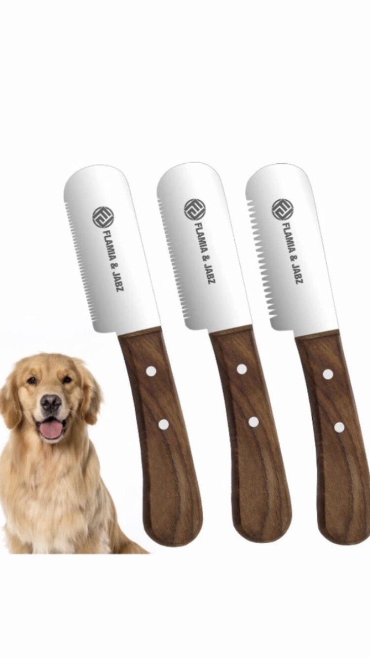 FLAMIA & JABZ Professional Dog Grooming Hand Stripping Knife, Stripper Trimmer