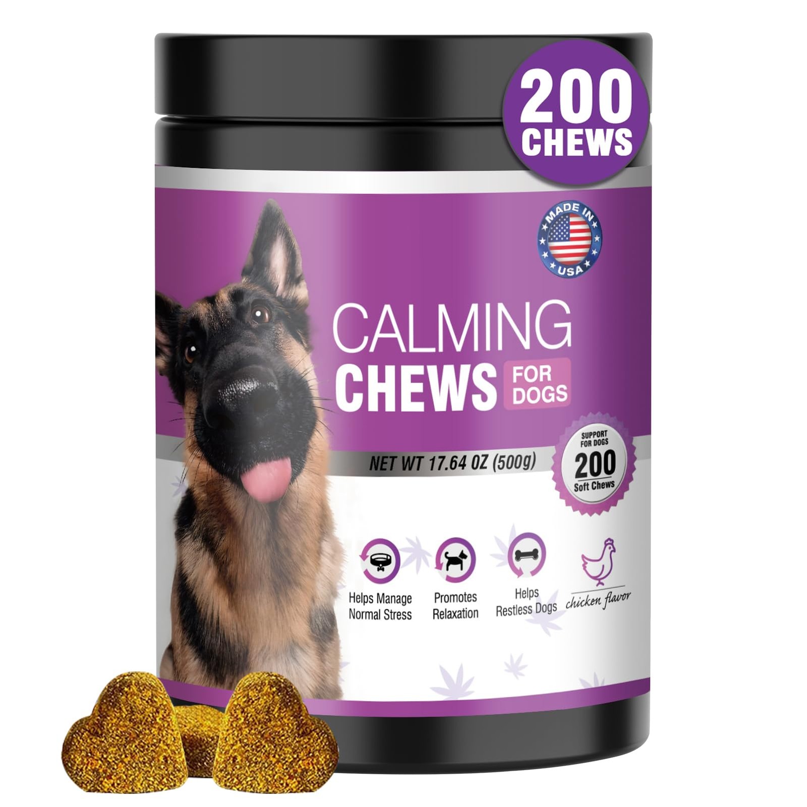 Hemp Calming Chews for Dogs 200pc Dog Calming Treat and Bites with Hemp Oil -…