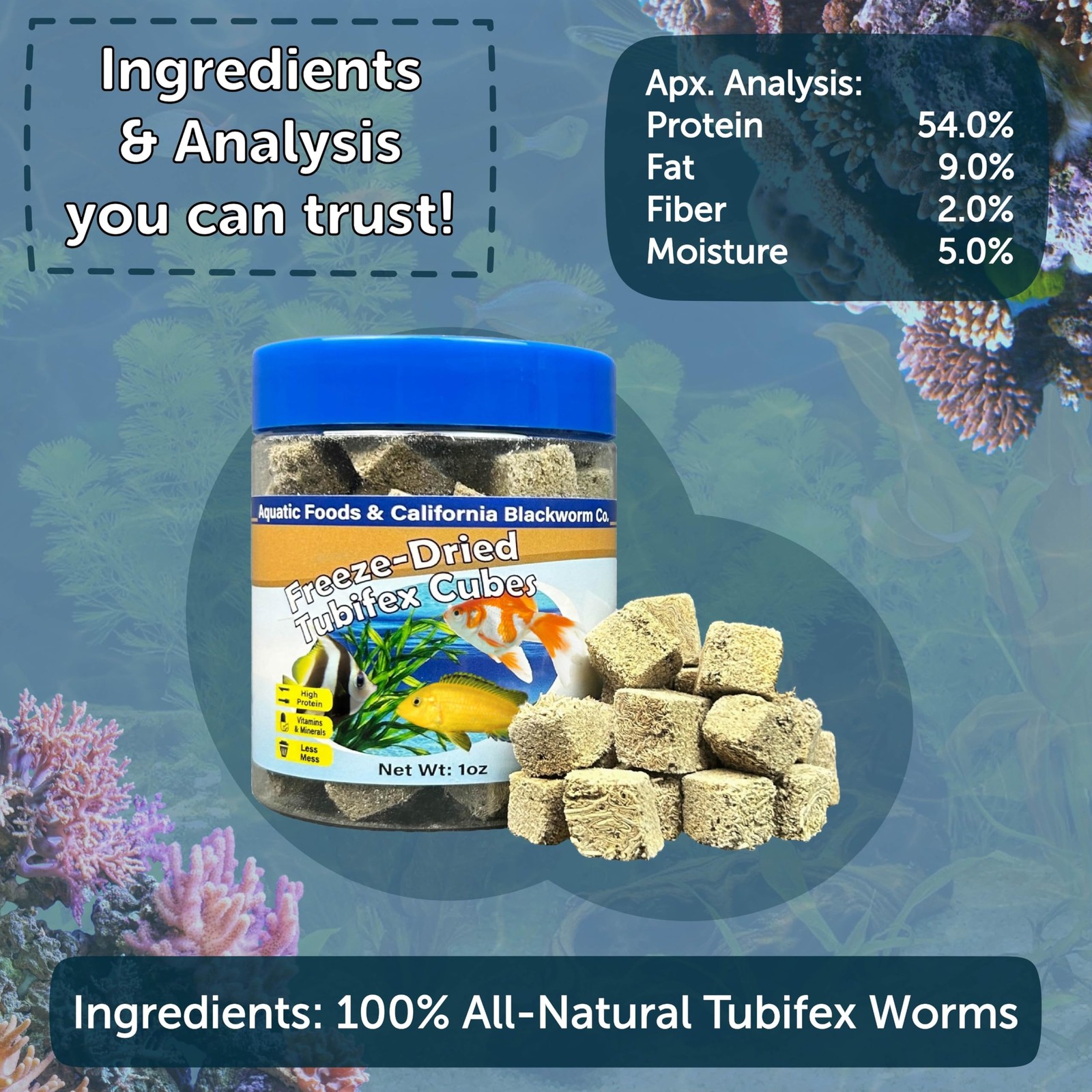 Aquatic Foods Inc. Tubifex Worms, Freeze Dried 1 Ounce (Pack of 1)