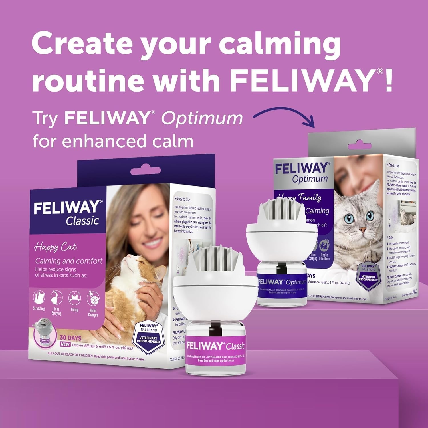 30-Day Cat Calming Pheromone Diffuser – Covers 700 Sq Ft, Drug-Free Formula