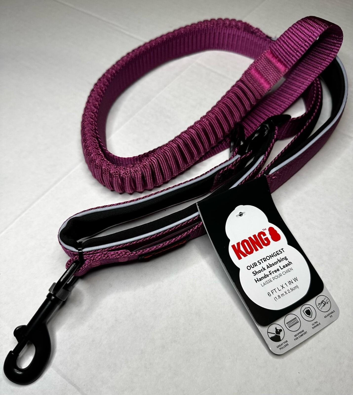 KONG COMFORT & REFLECTIVE PADDED HANDLE HANDS-FREE BUNGEE LEASH-6 COLORS- NEW
