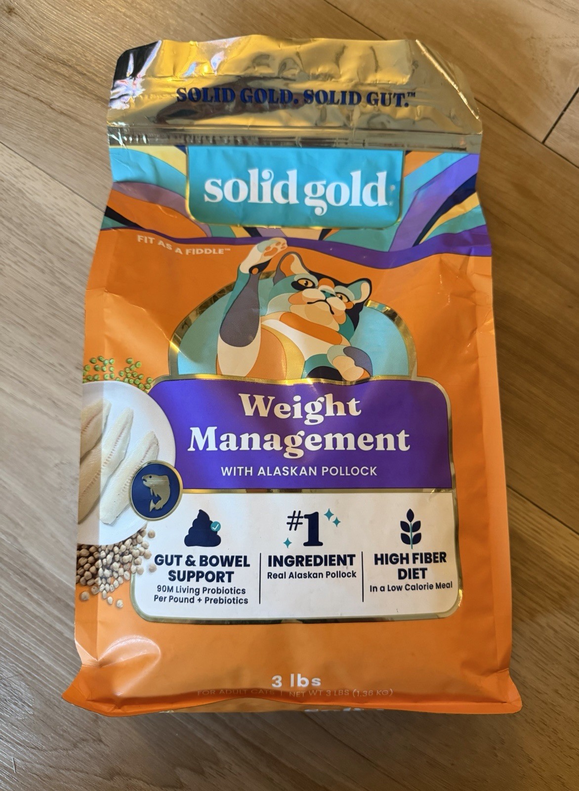 Solid Gold Weight Management Cat Food 3 Lbs – Alaskan Pollock – Exp 10/2027