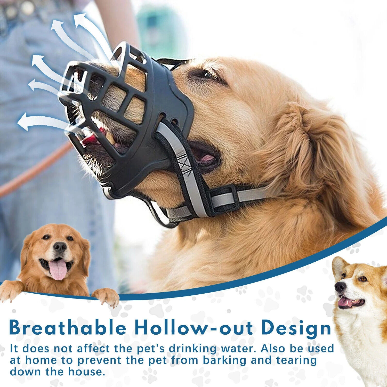 Adjustable Pet Dog No Bite Muzzle Cage Mouth Mesh Cover For XS S M L XL XXL USA