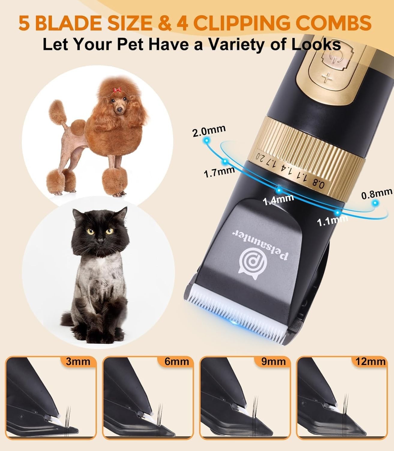 Dog Clippers for Grooming, 4-Speed & LCD, Low Noise Electric Trimmer for Groomin