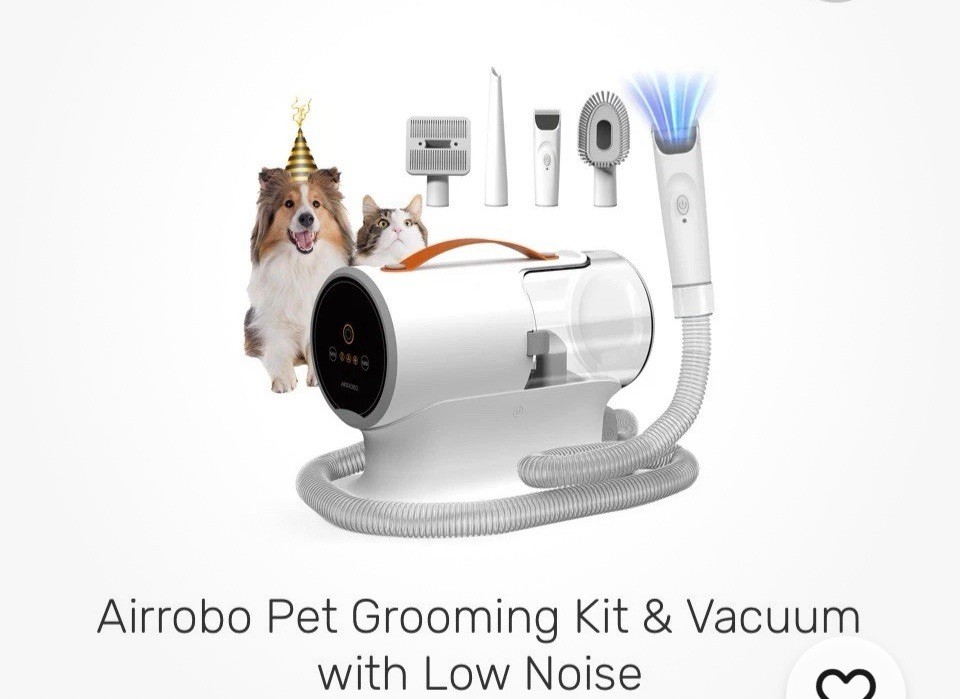 AIRROBO Dog Grooming Pet Vacuum Kit 12000Pa Strong for Shedding Quiet Large