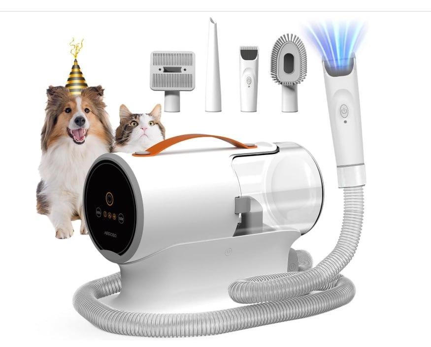 AIRROBO DOG GROOMING VACUUM, DOG GROOMING KIT, 12000PA STRONG, PG100 – WHITE