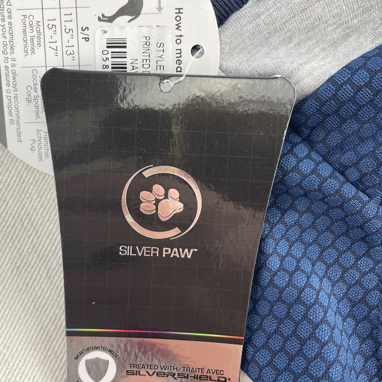 NEW Silver Paw Pet Dog Jersey T-Shirt Blue Gray M w/Anti-Odor Silvershield