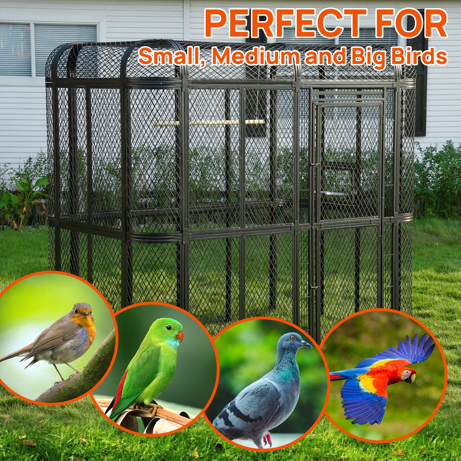Slight Defect 77″ Large Walk-in Iron Flight Bird Cage Aviary Parrot Macaw Finch