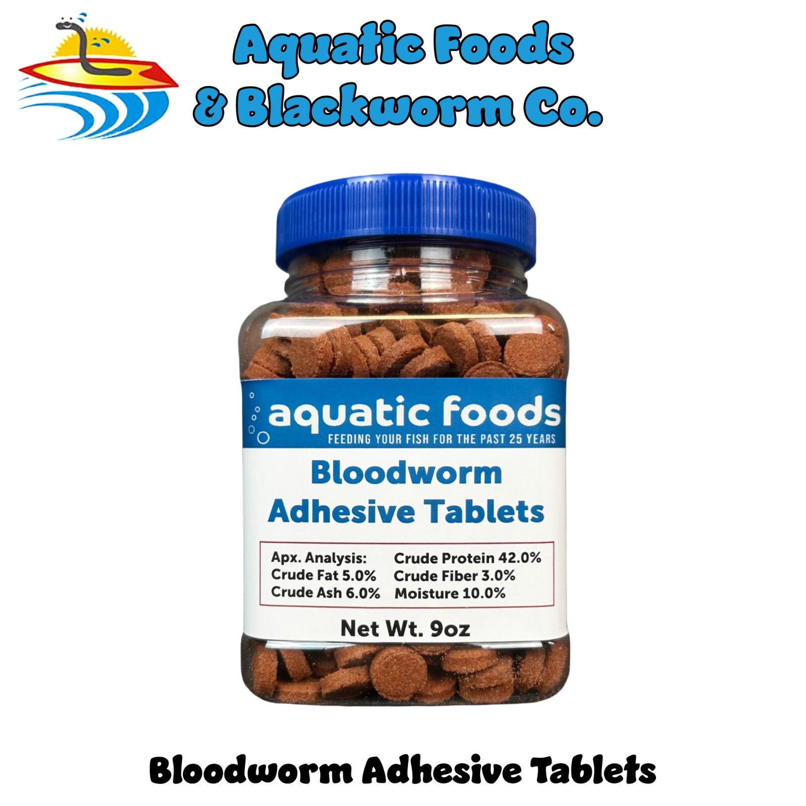 Bloodworm Glass Adhesive Tablets for Oscars, Catfish, Cichlids. WL-JAR