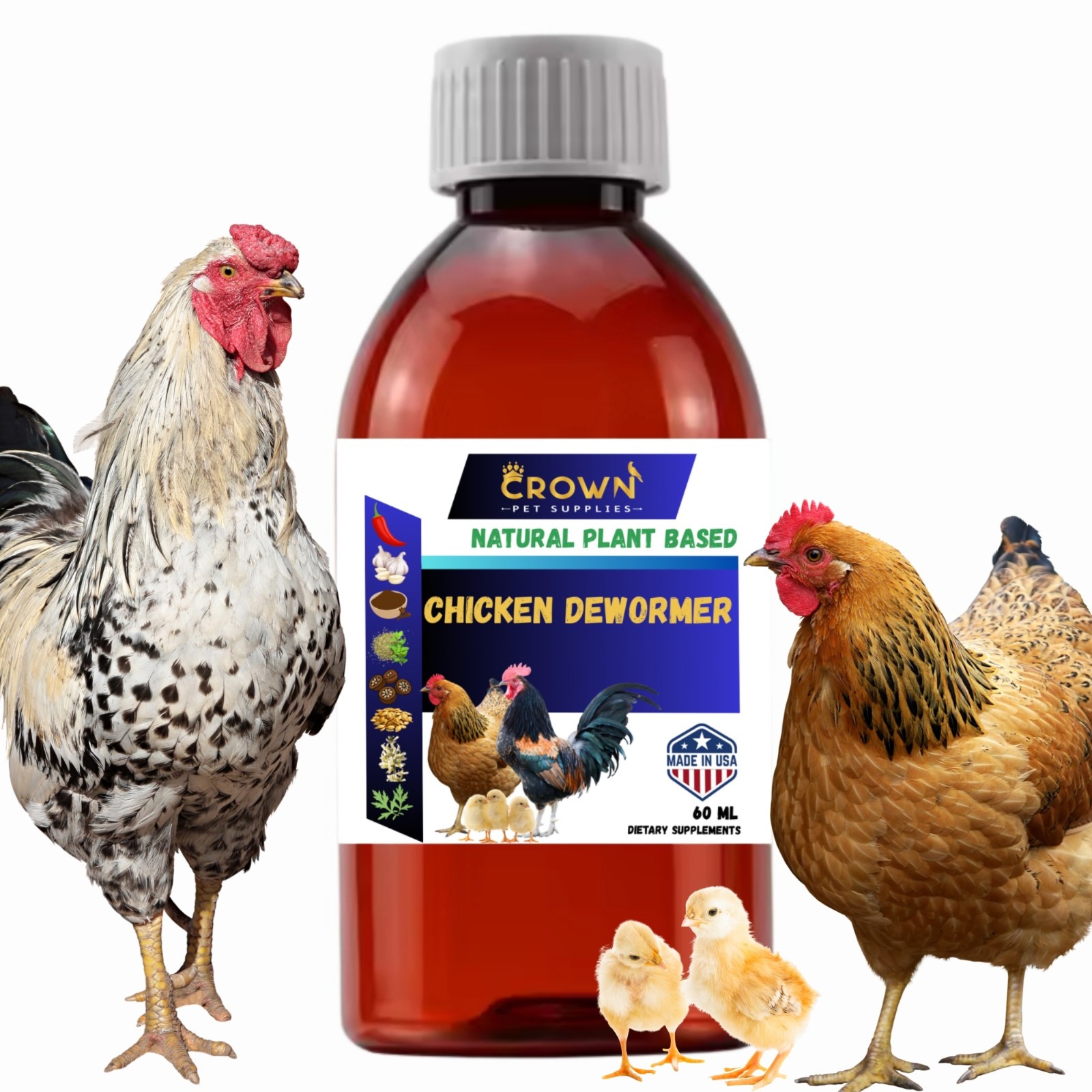 Herbal Chicken Dewormer Liquid Natural Plant-Based Poultry Worm Remedy