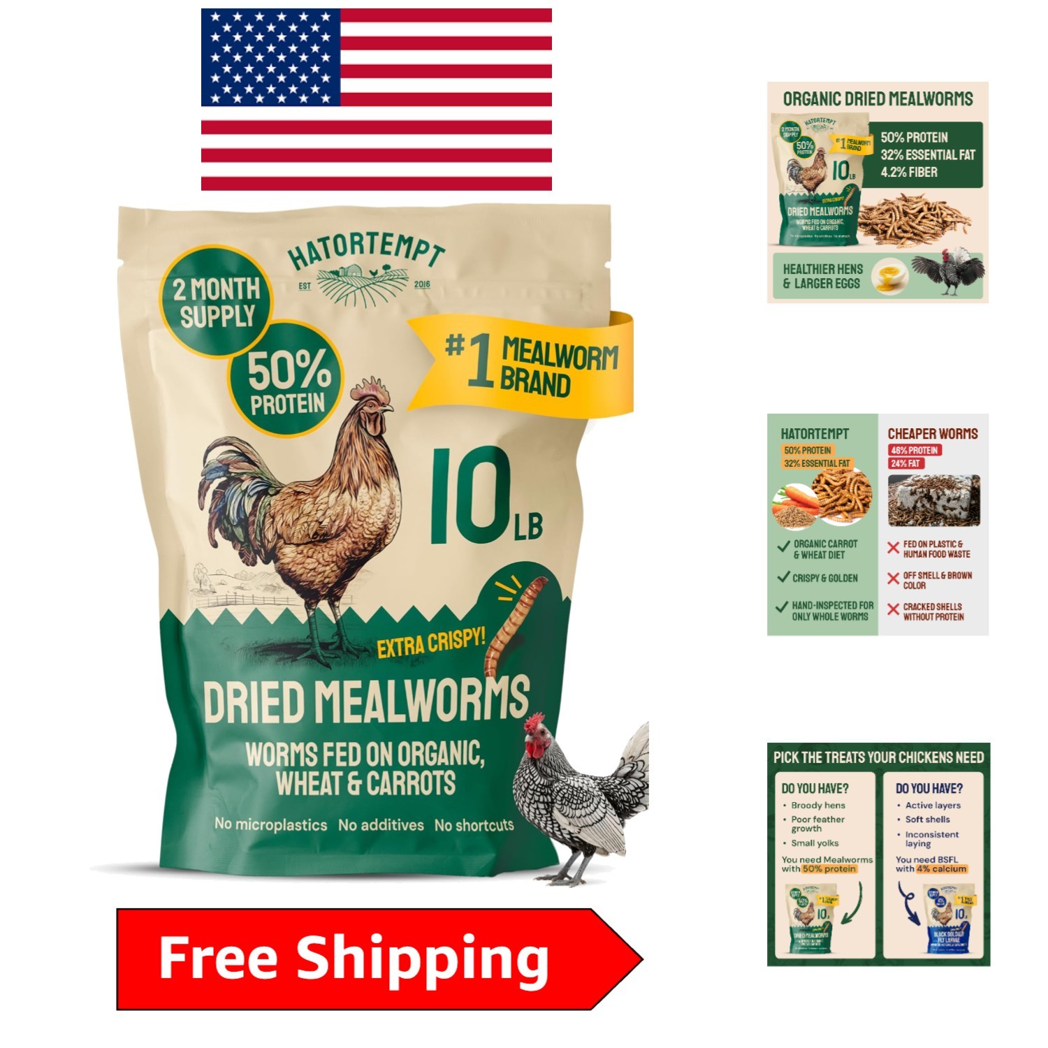 High-Quality Dried Mealworms for Chickens & Wild Birds – 10 Lb Organic & Non-GMO