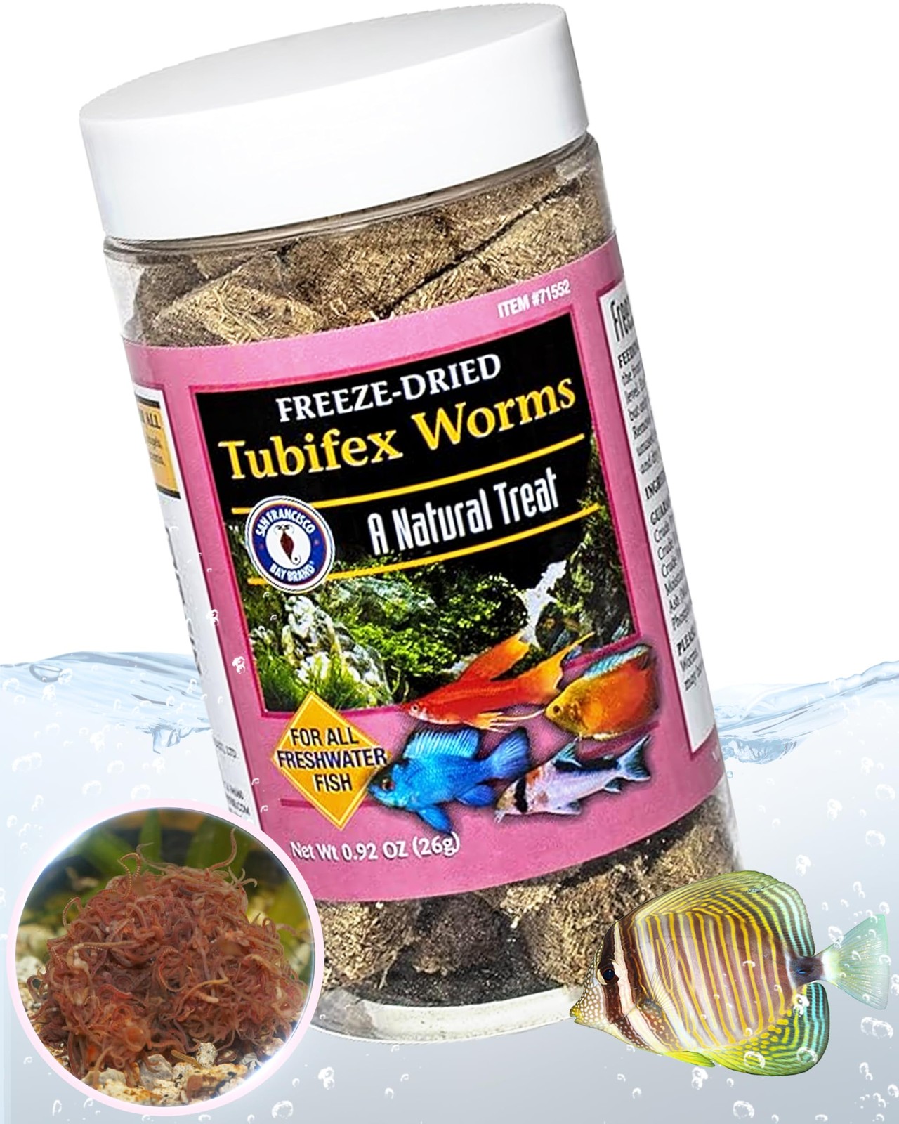 Freeze Dried Tubifex Worms Fish Food – All Natural High Protein Treat for Fre…