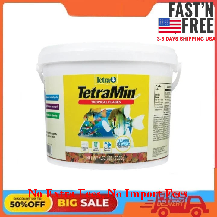 Tetra TetraMin Tropical Flakes, Nutritionally Balanced Fish Food, 4.52 lbs NEW