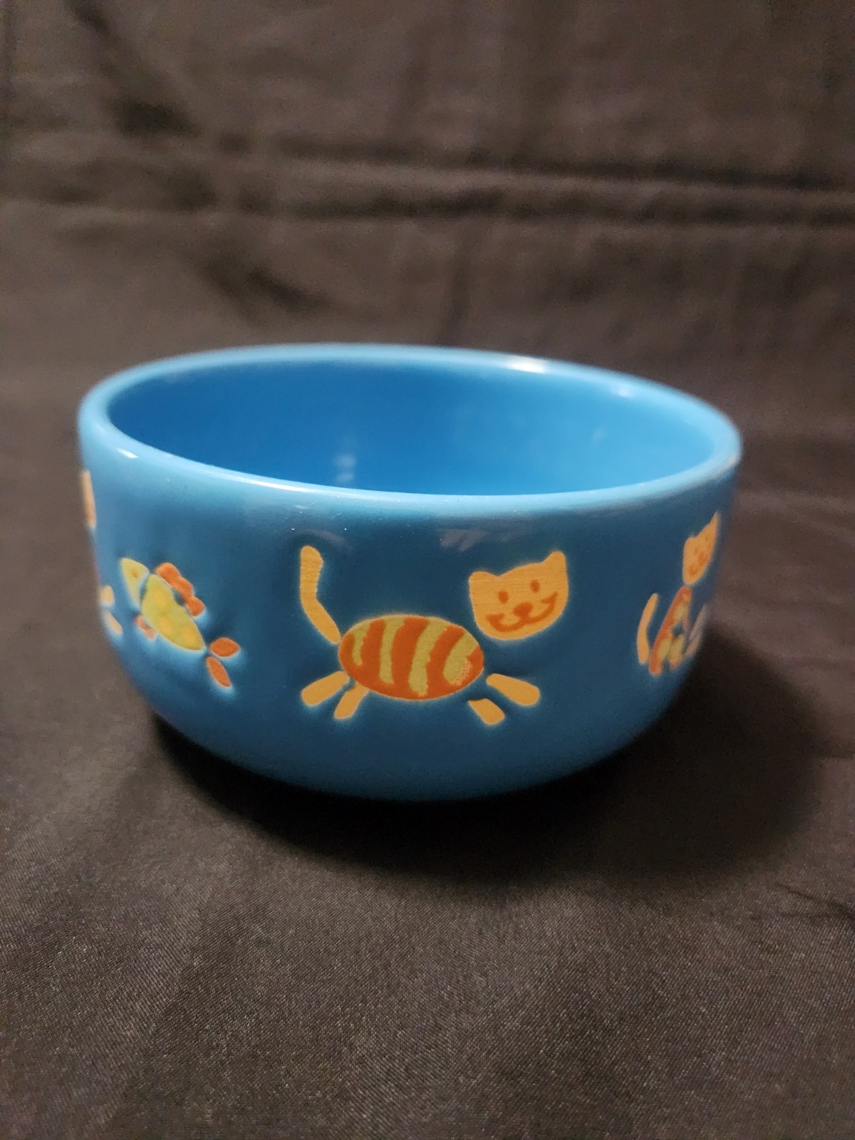 Kitten Cat Food Water Bowl Blue Yellow Waechtersbach Germany Kitty