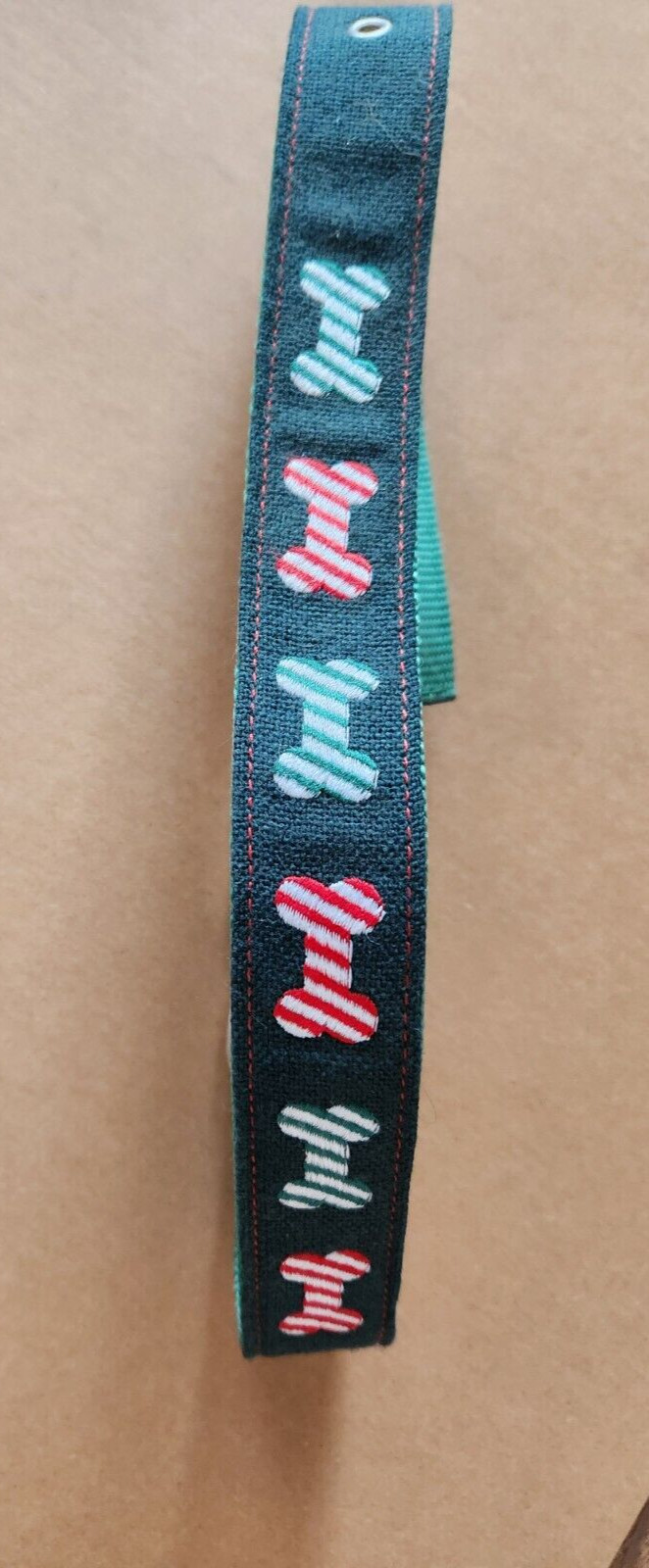Dog Christmas Collar X-Large 1 1/4 inch x 24 inches Green silver buckle