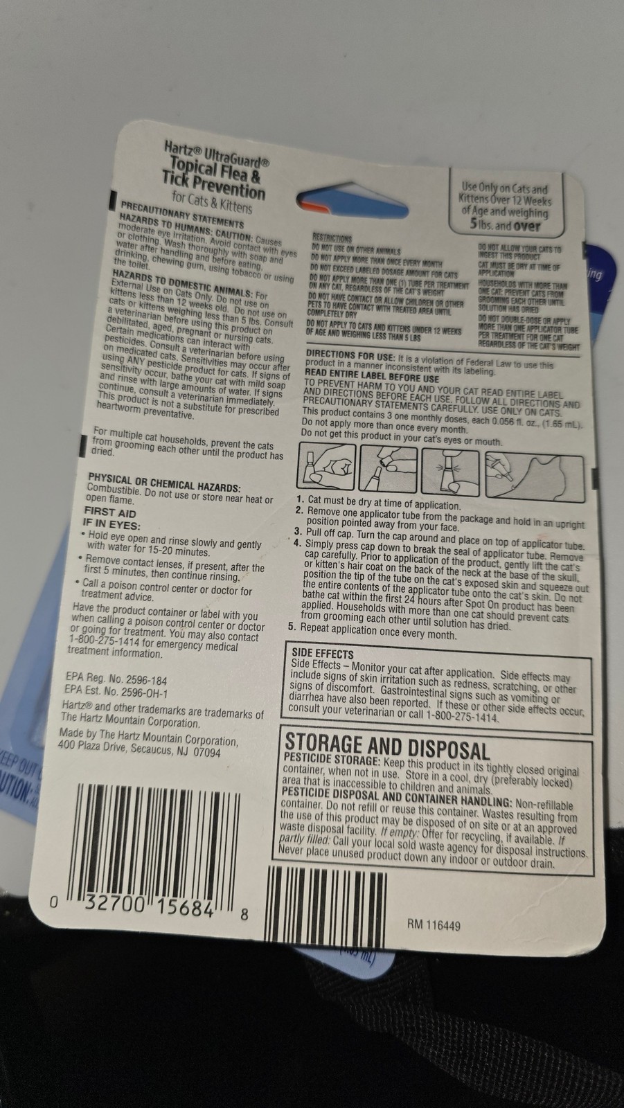 2 Pack Hartz Ultra Guard Flea & Tick Prevention Cats Kittens 3 Month Supply