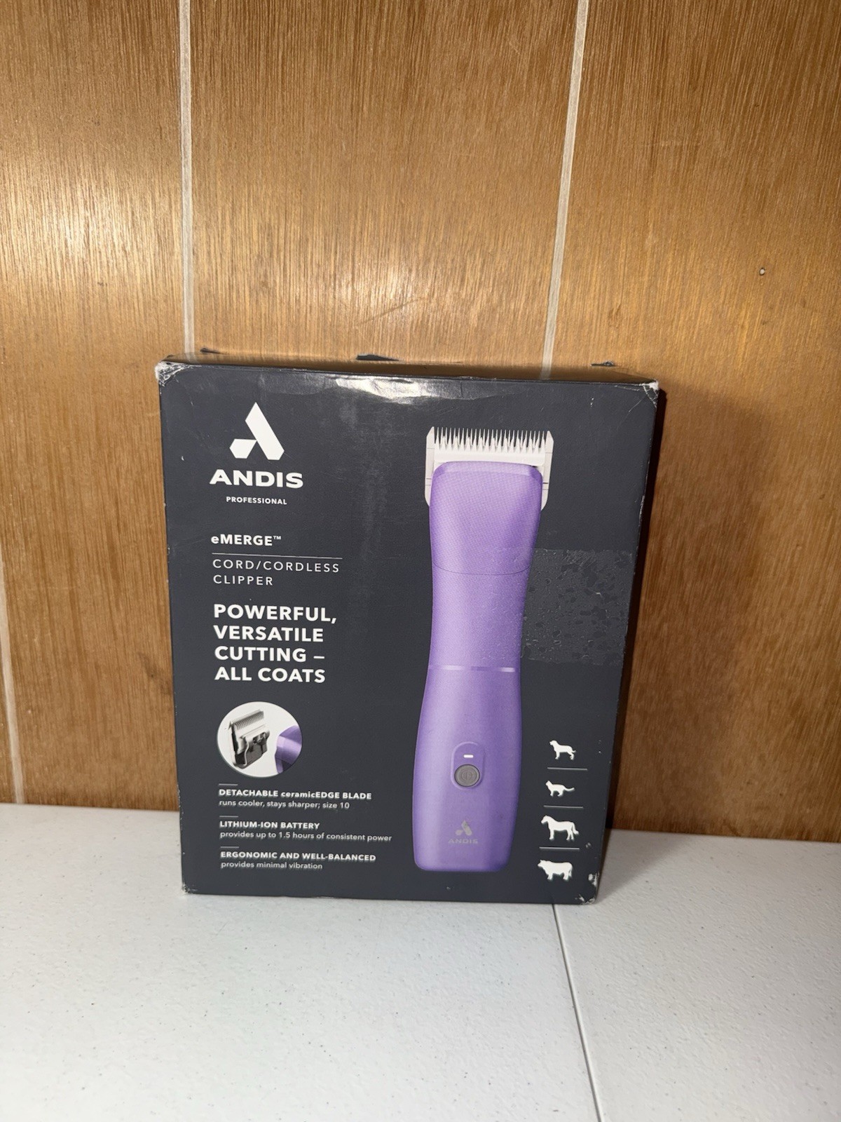 Andis eMerge Cord/Cordless Pet Grooming Clipper, Purple RDLC-1