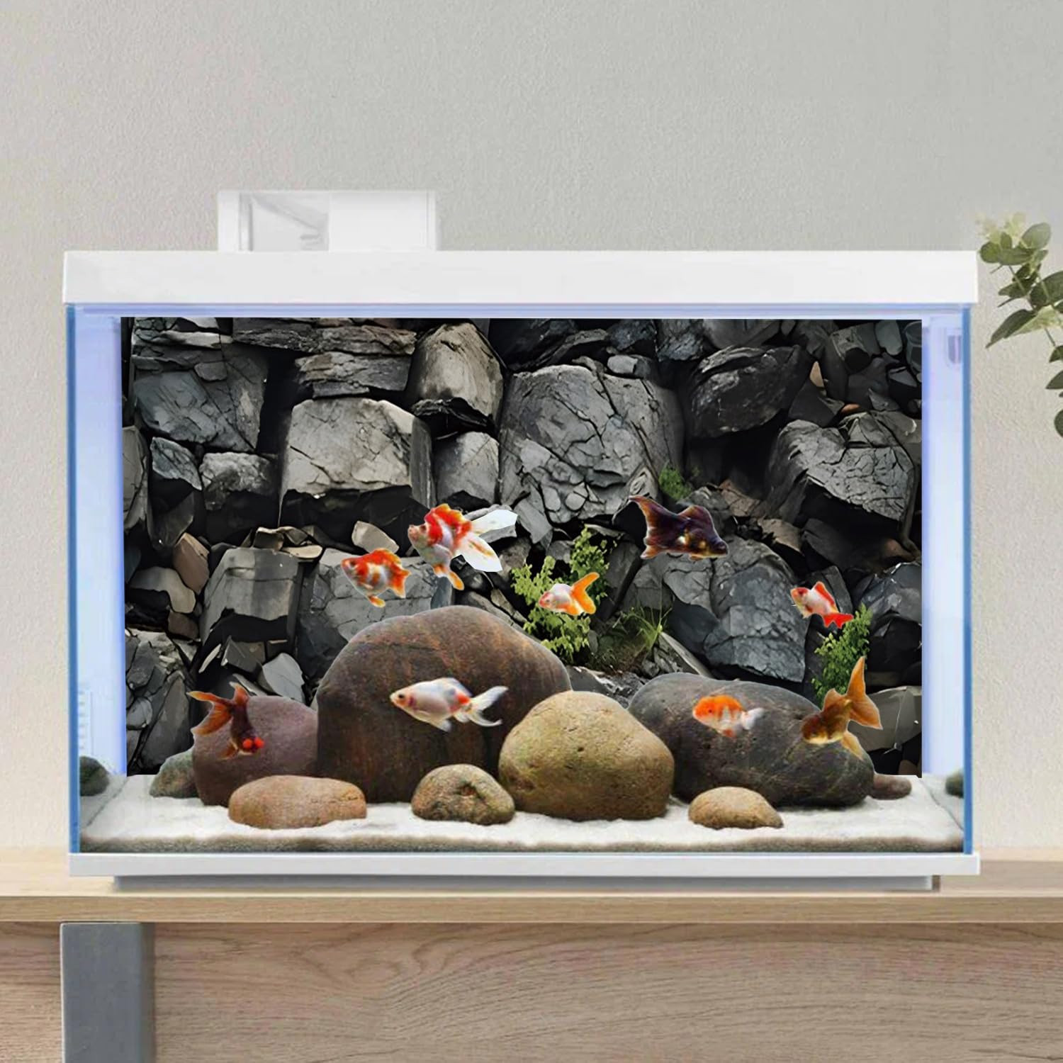 48X24 Inches Stone Aquarium Background Grey Rock Fish Tank Background Rocky T…