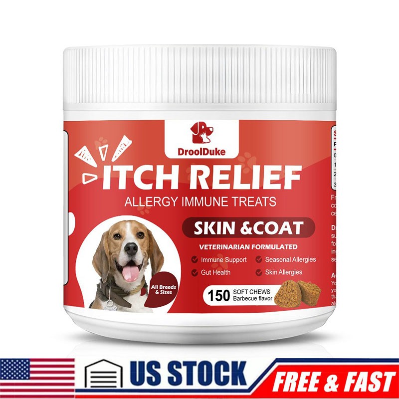 150 Dog Allergy Relief Chews Anti Itch Dog Allergy Chews with Omega 3 Fish Oil