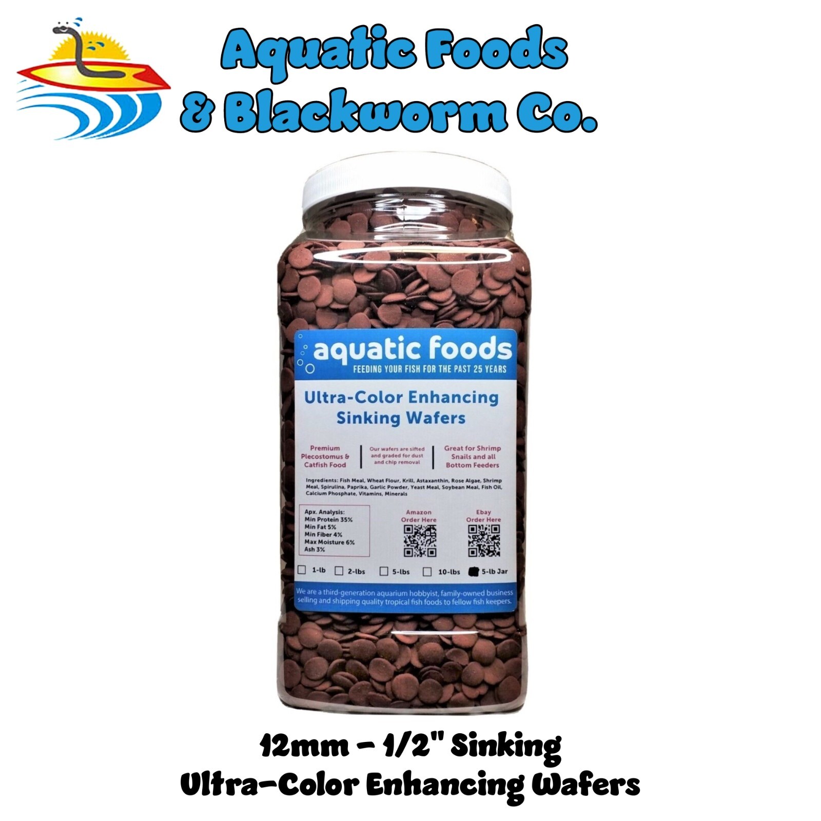 5-lbs Ultra-Color Enhancing Sinking Wafers, Plecos,Shrimp,Snails, Tropicals Jar