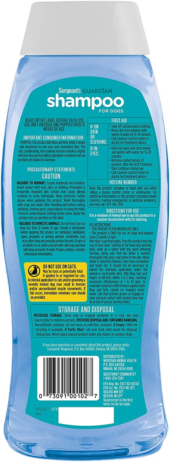 Dog Flea And Tick Treatment Shampoo With Scent Clean Cotton For Dogs 18 Ounces