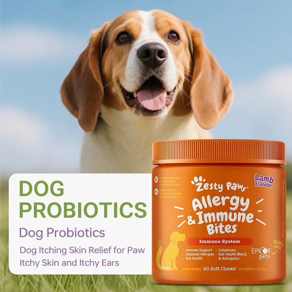 Zesty Paws Dog Probiotic Allergy Chews Immune Bites for Itchy Skin Itchy Ears