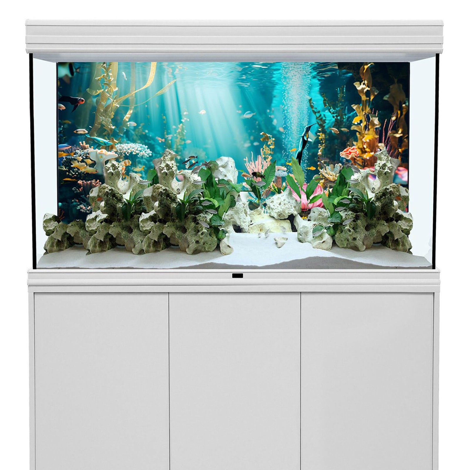 YongFoto Fish Tank Background 48×18 inch Aquarium 48x18in/120x45cm, Blue-2