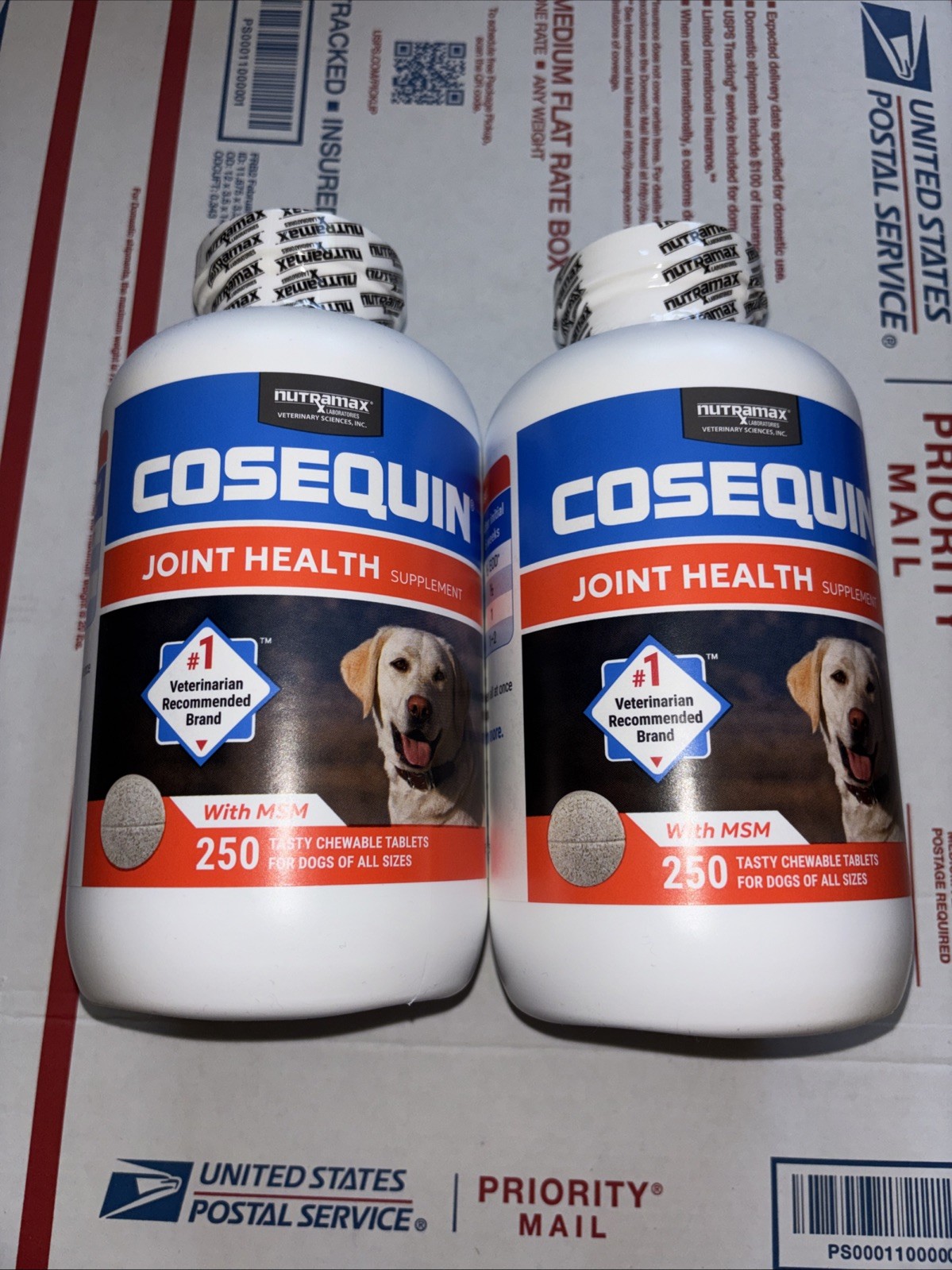 2 COSEQUIN JOINT HEALTH SUPPLEMENT FOR DOGS 250 X2 500 CHEWABLE TABLETS