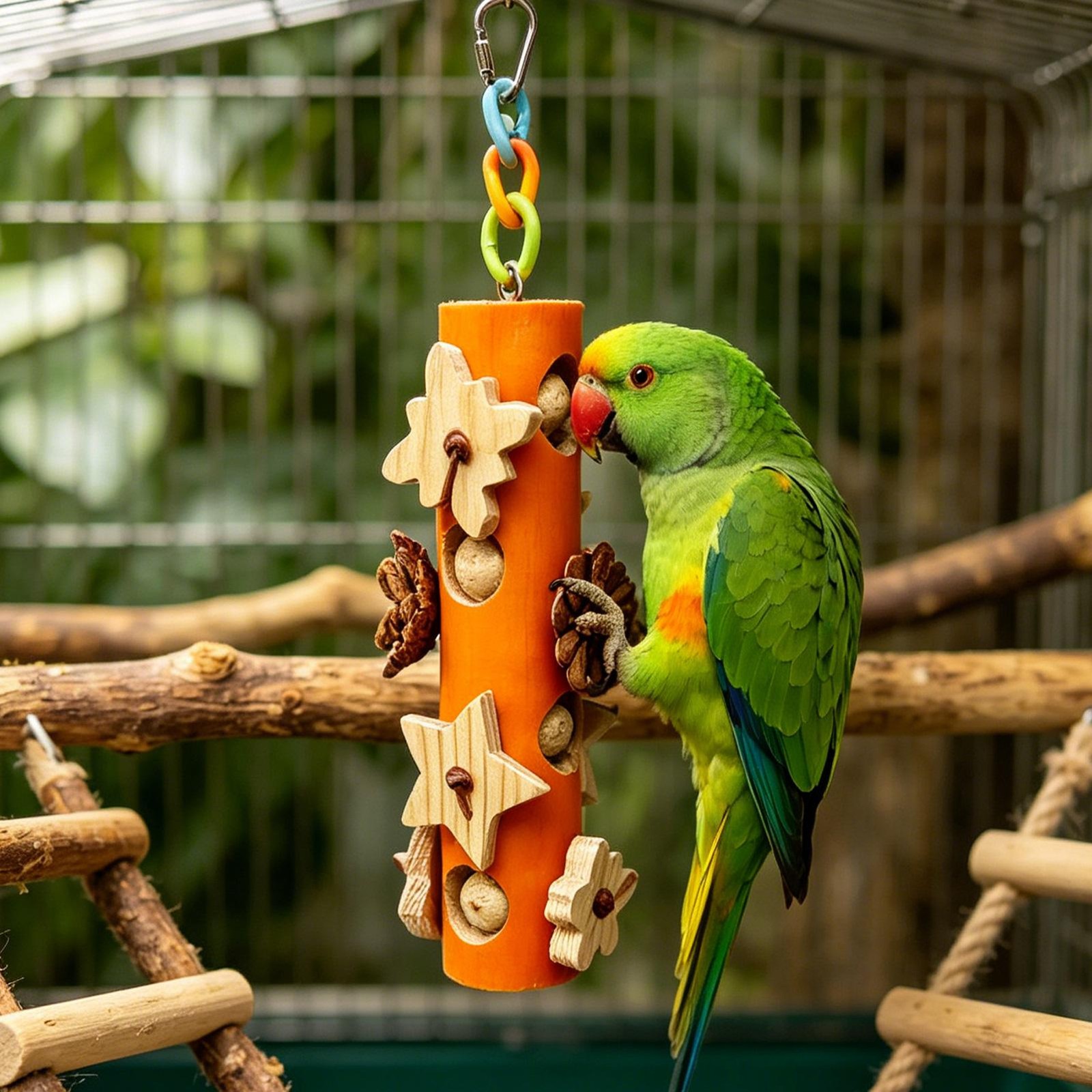 Bird Toys for Parrots 10.4 Inch Wooden Natural Teeth Grinding Bird