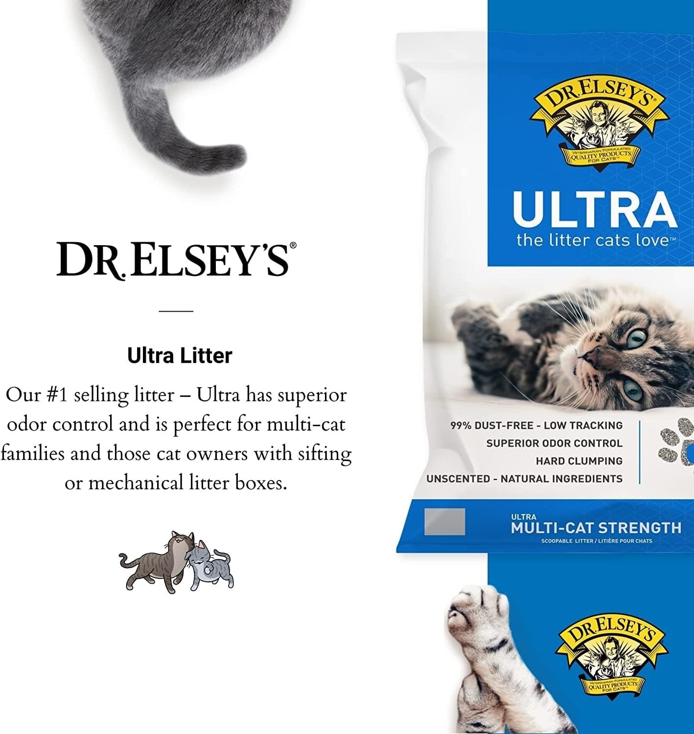 Dr. Elsey’s Ultra Unscented Clumping Clay Cat Litter 18 lb Bag